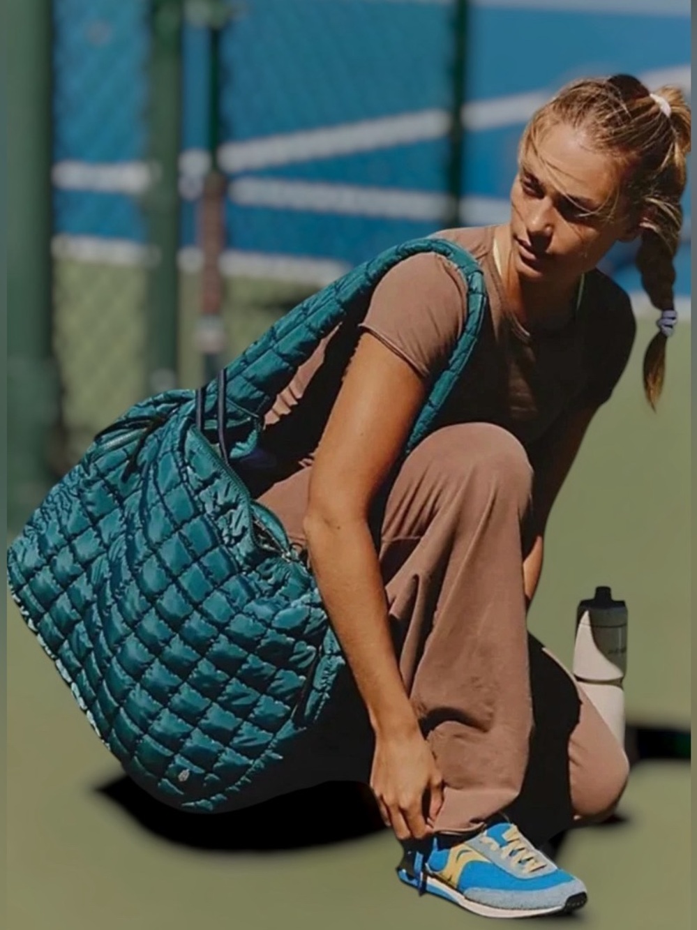 NWT Free People x FP Movement Quilted Carryall Bag in Teal - Picture 10 of 10